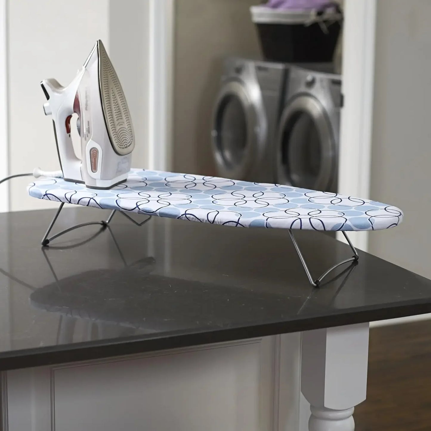 Compact Folding Tabletop Ironing Board with Steel Mesh Top, Cotton Cover & Pad for Small Spaces Peaceful Pleasures Health and Wellness