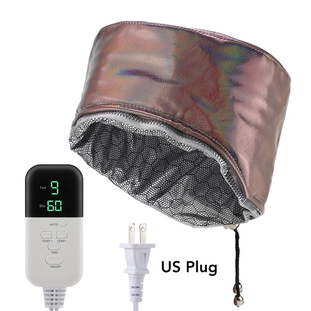 Hair Steamer Cap for Deep Conditioning, PU Leather Electric Heating Hat with 9 Temp Levels 5 Timers, Waterproof Spa Treatment Peaceful Pleasures Health and Wellness US PLUG AC110V-60Hz