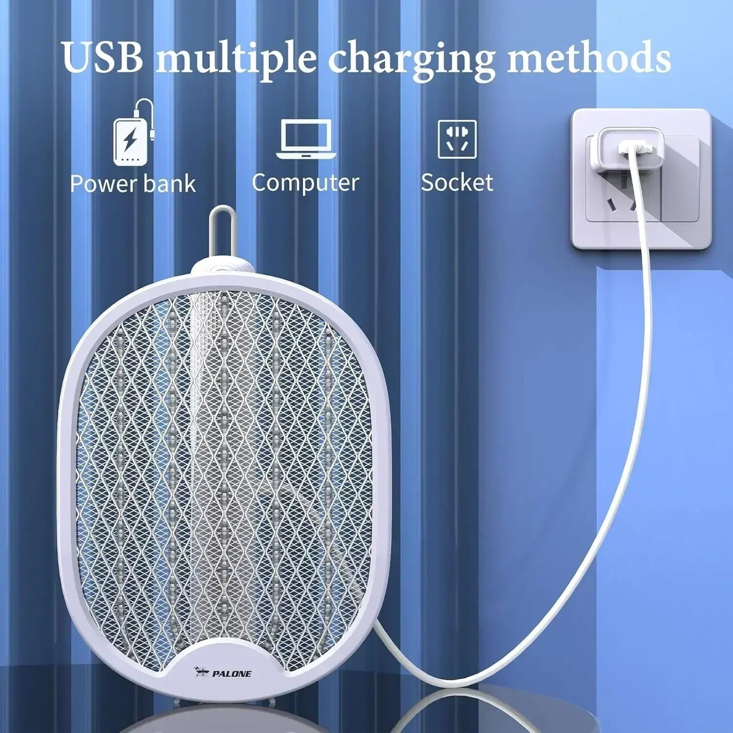 4000V Electric Fly Swatter – Foldable USB Rechargeable Bug Zapper