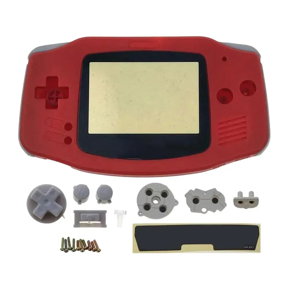 Full Housing Shell Replacement for Game Boy Advance GBA Clear Transparent Custom Case Cover Buttons Screws Full Set DIY Repair Peaceful Pleasures Health and Wellness Red
