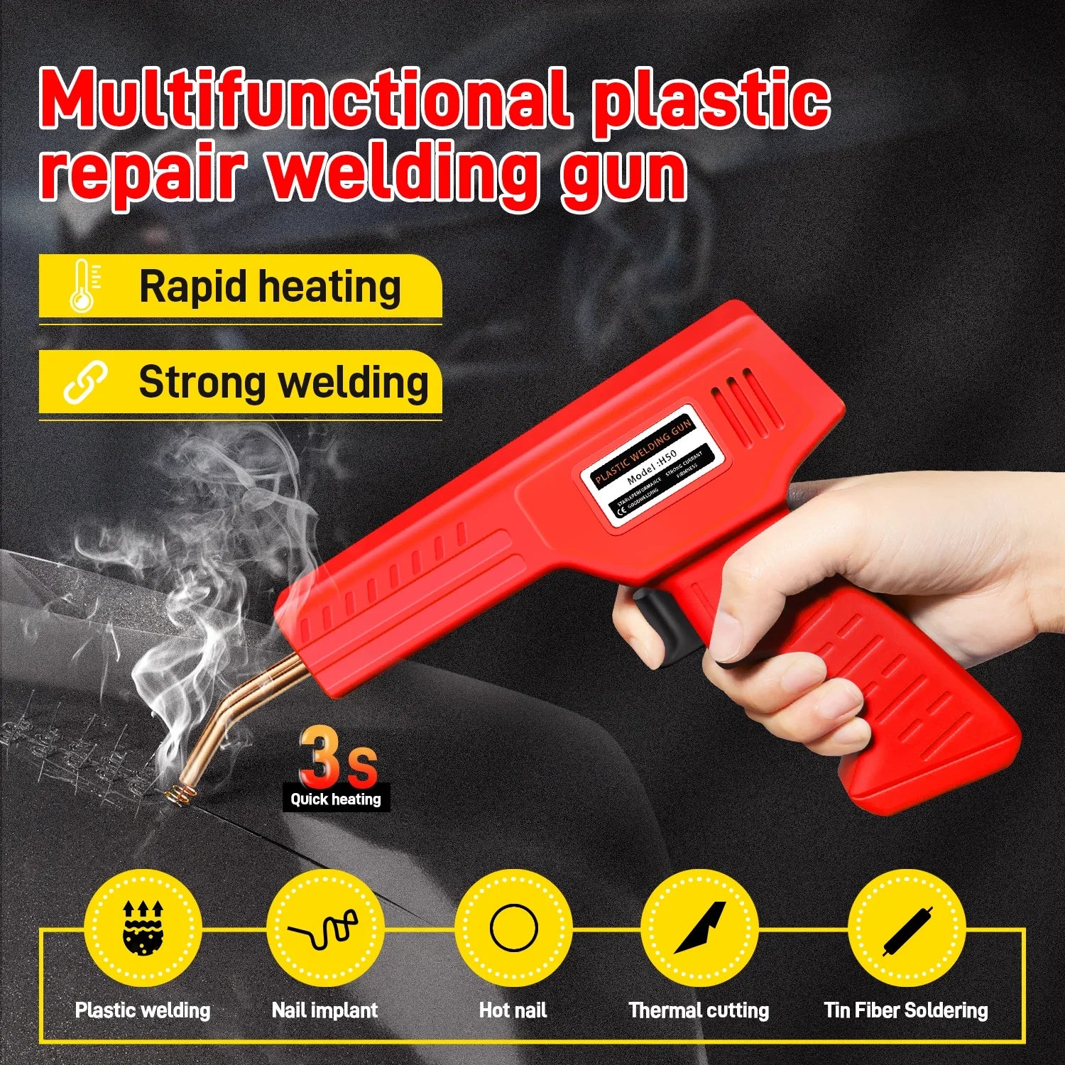 Car Bumper Repair Plastic Welder Hot Nail Gun with 4 Sizes Nails Kit for PVC ABS Plastic Welding Fix Peaceful Pleasures Health and Wellness