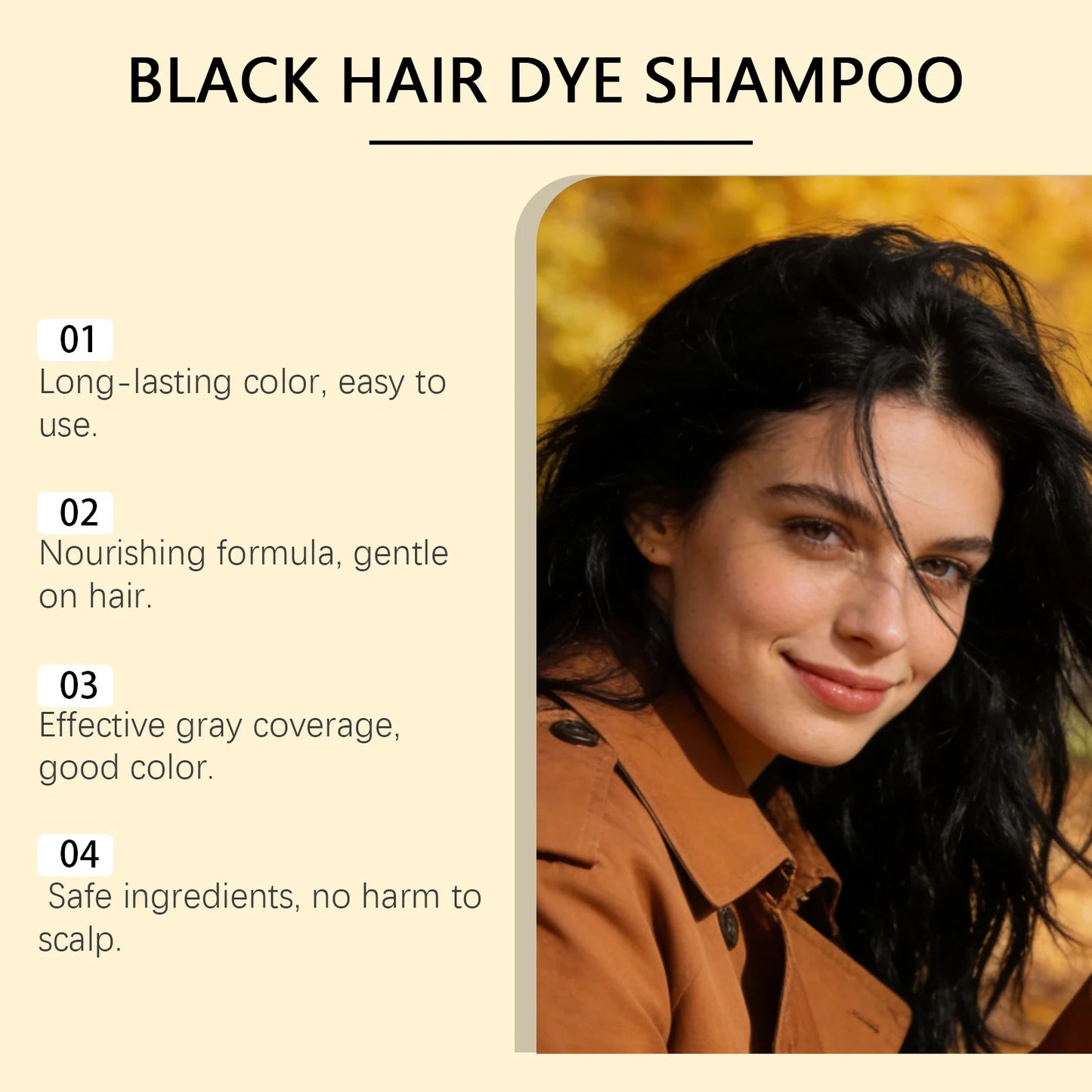 Gleamxi Hair Dye Shampoo | Natural Black & Chestnut Gray Coverage