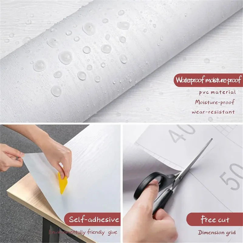 45cm Wood Grain Peel & Stick Wallpaper – Waterproof PVC Contact