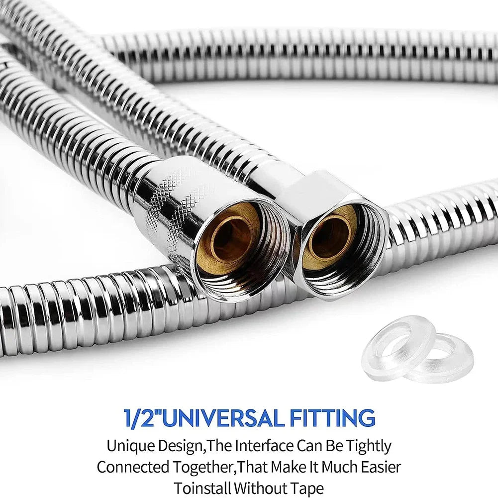 1pcs 2M Stainless Steel Hose Extension Tube Bathroom Shower Tube Extension Tube Water Pipe Draw Tube Bathroom Accessories Peaceful Pleasures Health and Wellness