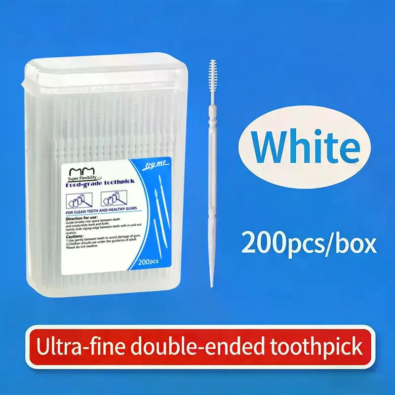High-end Disposable Toothpick Brush 200pcs Ultra-fine Portable Family Box Double-head Sticks Toothpick Peaceful Pleasures Health and Wellness