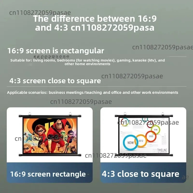72-Inch Floor-Standing Projection Screen | No-Drill Bracket
