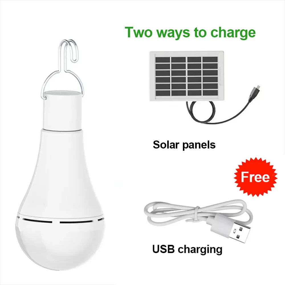 HOMEFISH LED Solar Bulb Light Waterproof Outdoor Charged Hanging Emergency Sunlight Powered Lamp Portable Powerful Indoor House Peaceful Pleasures Health and Wellness 7W 6-10W
