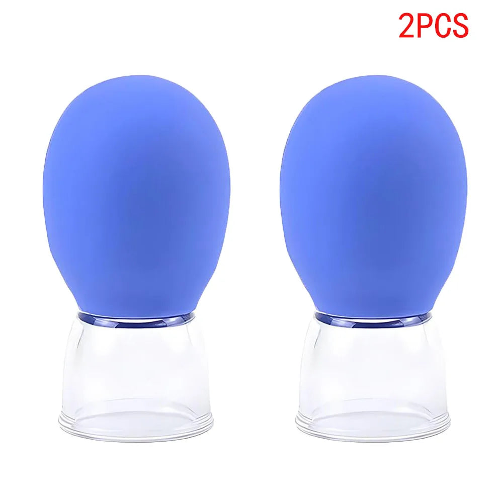 Silicone Cupping Massage Cup Body Face Neck Eye Massager Vacuum Body Facial Care Facial Steaming Pore Cleaner Tool Skin Care Peaceful Pleasures Health and Wellness Blue 2pcs
