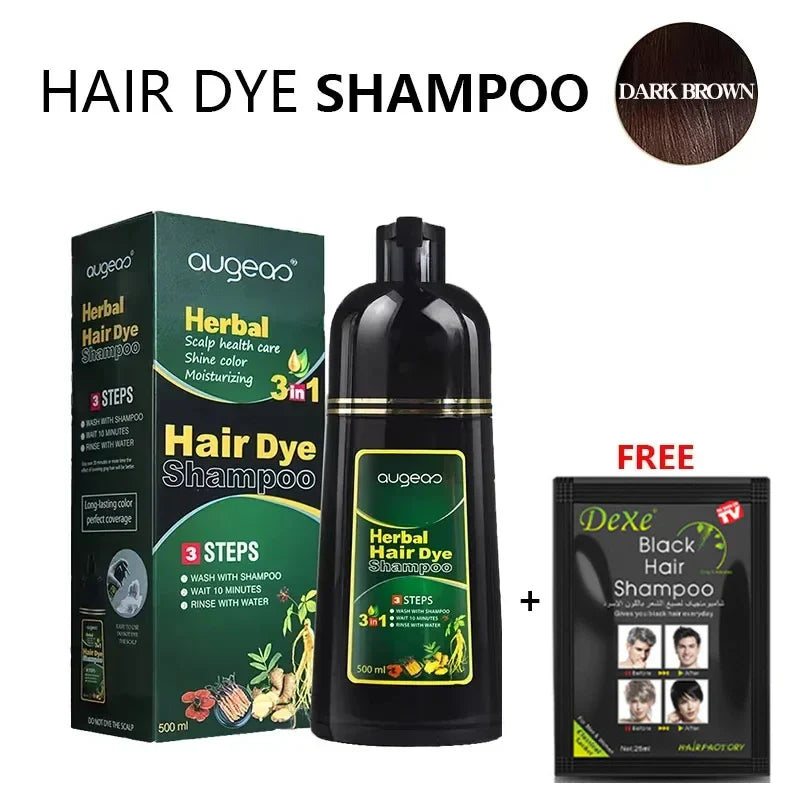 Hair Color Dye Shampoo | 6 Shades Plant Formula 500ml