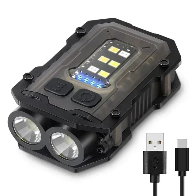Portable COB LED Rechargeable Flashlight Lantern with Hat Clip