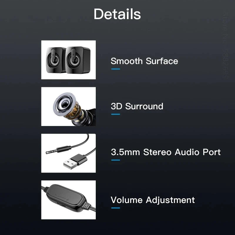 AyeBeau Wired Stereo Desktop Speakers for PC, Laptop & Notebook