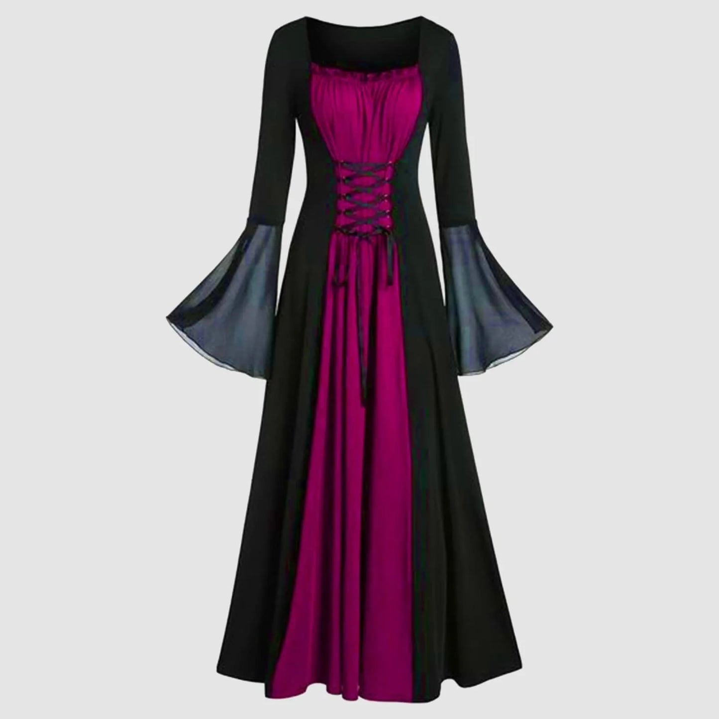 Plus Size Gothic Medieval Hooded Maxi Dress | Halloween Cosplay