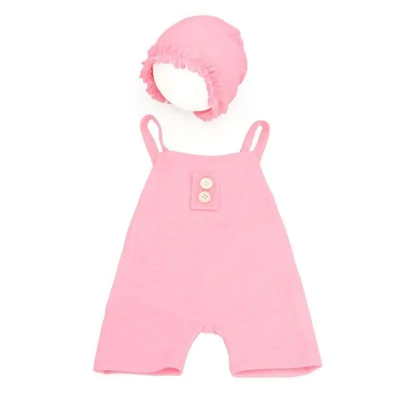 Newborn Photography Outfit – Baby Overalls & Hat Set 0–6M