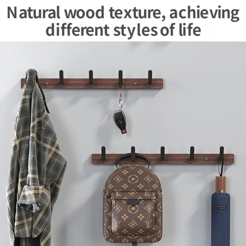 Wood & Aluminum Wall Hook | Coat Hanger for Kitchen & Bathroom