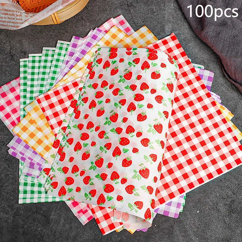 100Pcs Greaseproof Wax Paper Sheets | 7 Colors for BBQ & Picnic Food Wrapping Paper Peaceful Pleasures Health and Wellness Mixed 100pcs