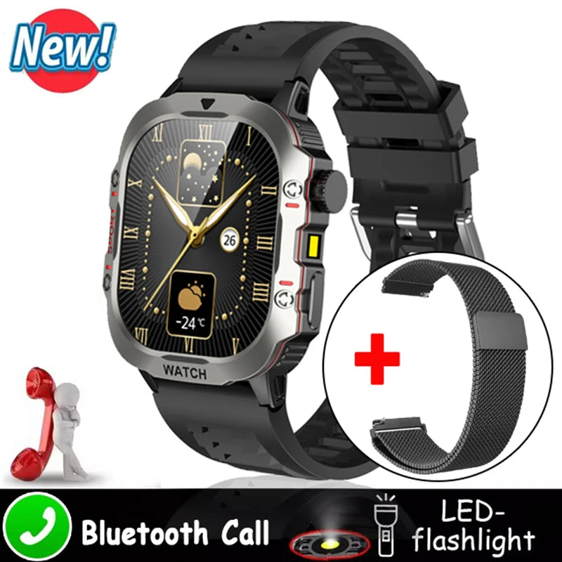 Rugged Military Smart Watch Flashlight Sport Watch for Men Women Inifnite Screen Heart Rate Monitor Multiple Sport Outdoor Watch Peaceful Pleasures Health and Wellness Bk20Milan Ola Esporte