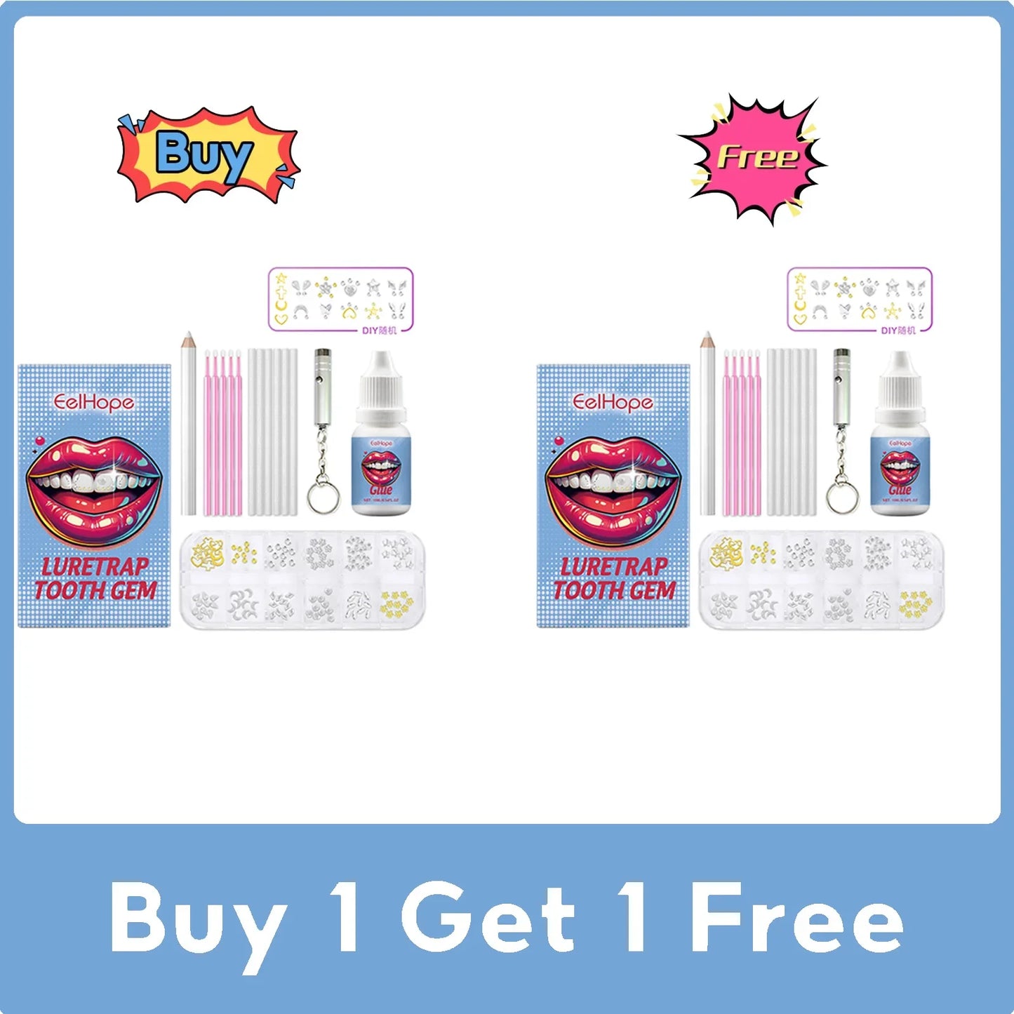 DIY Tooth Gems Kit – 120 Crystal Teeth Jewels + UV Glue