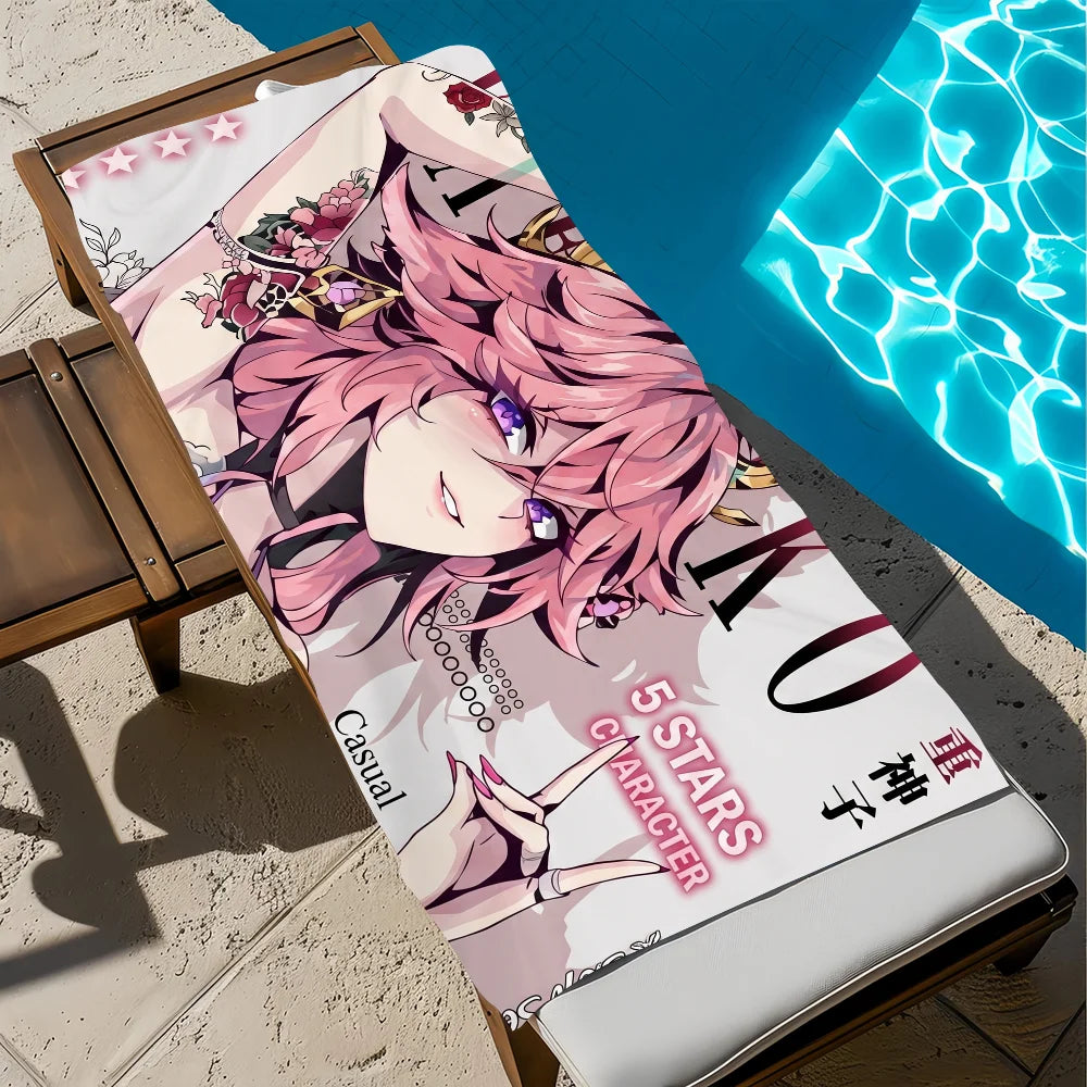 Anime Girl Quick-Dry Beach Towel | Soft Microfiber Pool Towel Quick-Dry Beach Towel Peaceful Pleasures Health and Wellness z4 STJ150x260CM