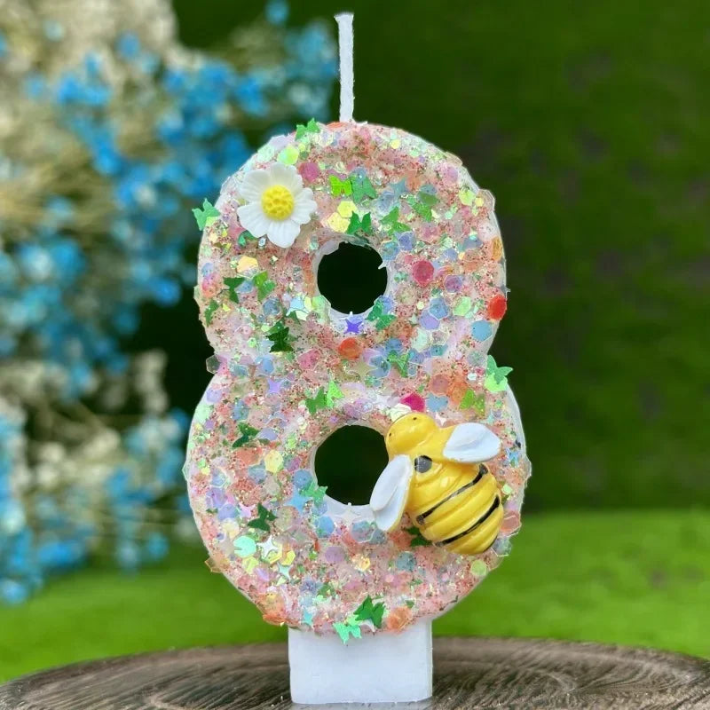 Party 0-9 Number Digital Birthday Candle Cake Decoration New Year's Eve Creative Bee and Wasp Decorative Candles Birthday Cake Peaceful Pleasures Health and Wellness 8