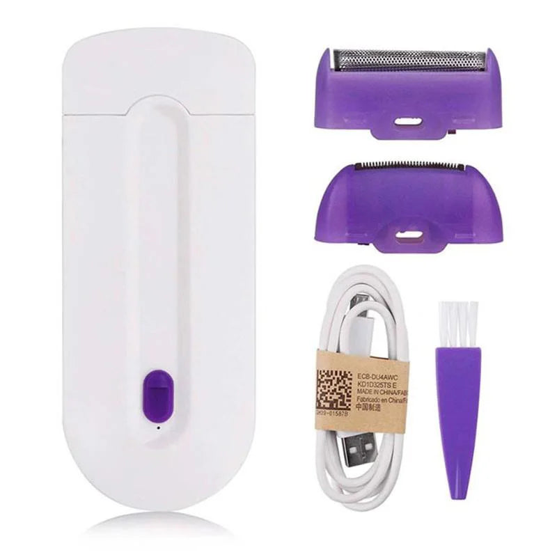 2-in-1 body hair removal device - female painless facial hair removal machine - hair removal trimmer for shaving Peaceful Pleasures Health and Wellness WHITE