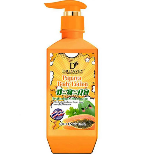 500ml Brightening&Moisturizing Papaya Body Lotion moisturizes and nourishes the skin leaving a refreshing and non greasy scent Peaceful Pleasures Health and Wellness