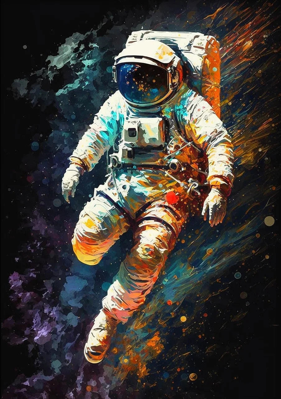 Astronaut Canvas Wall Art | Modern Sci-Fi Space Poster Print Canvas Wall Art Peaceful Pleasures Health and Wellness 13 50x70cm Unframed