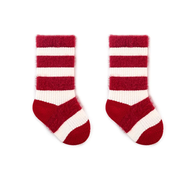 Kids Winter Fleece Floor Socks | Cute Stripe Warm 0–6Y