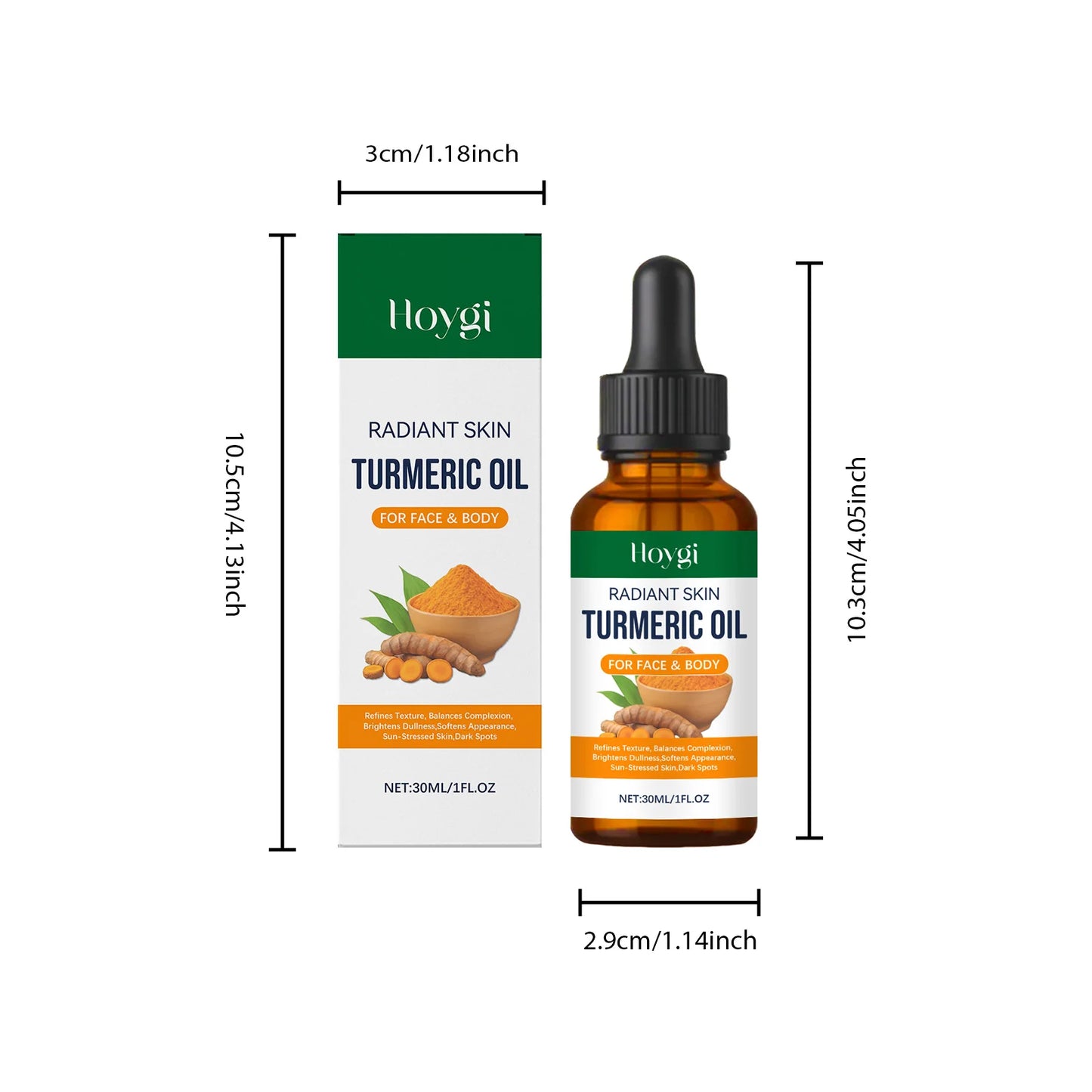 Turmeric Brightening Oil Dark Spot Corrector Exfoliating Face Oil Even Skin Tone Nourishing Fades Sun Spots Body Face Skincare Peaceful Pleasures Health and Wellness 30ml Boxed