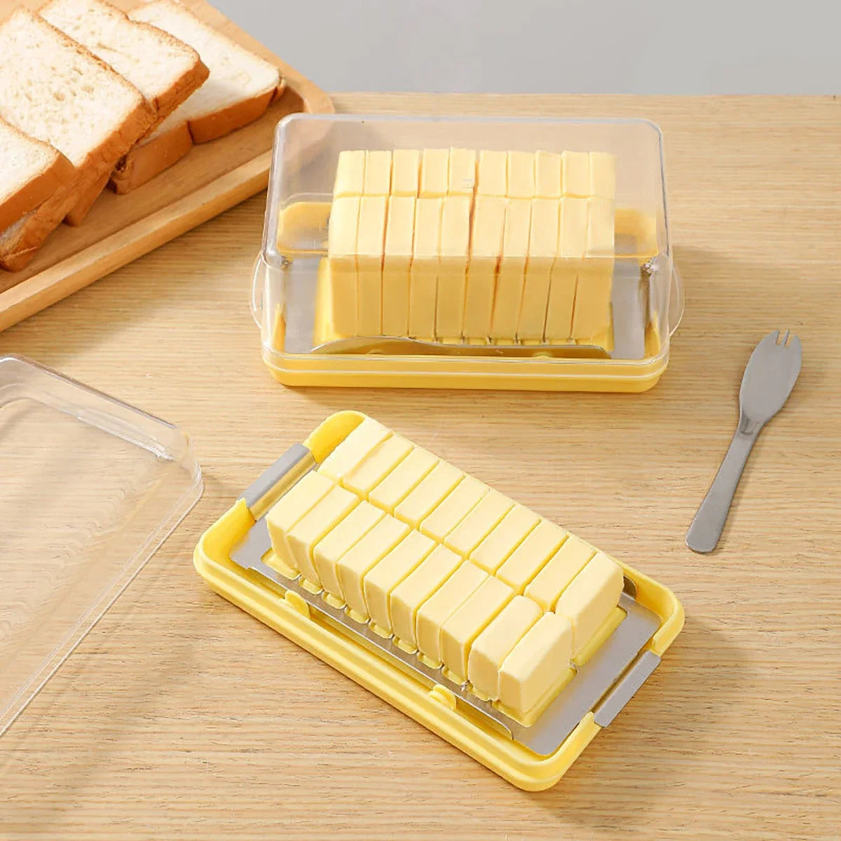 New Cheese Butter Cutting Storage Container Butter Cheese Fresh-Keeping Box with Lid Frozen Butter Refrigerator Crisper Box Peaceful Pleasures Health and Wellness