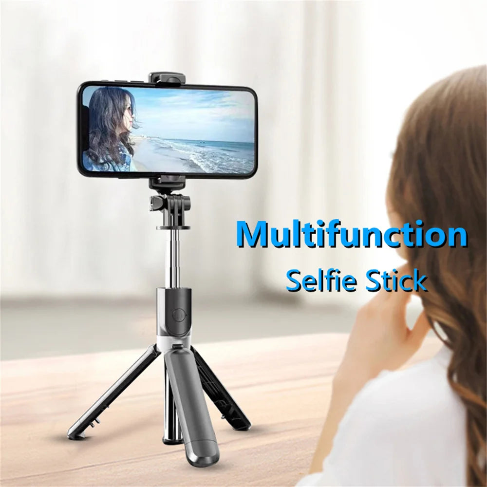 Wireless Selfie Stick Tripod Stand Bluetooth Remote Extendable Tripod for iPhone Mobile Phone Tiktok Live Streaming Peaceful Pleasures Health and Wellness