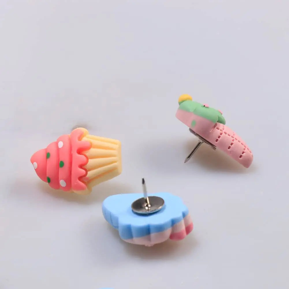 Bview Art Creative Ice Cream Resin Push Pins Flat Head Thumb Tacks