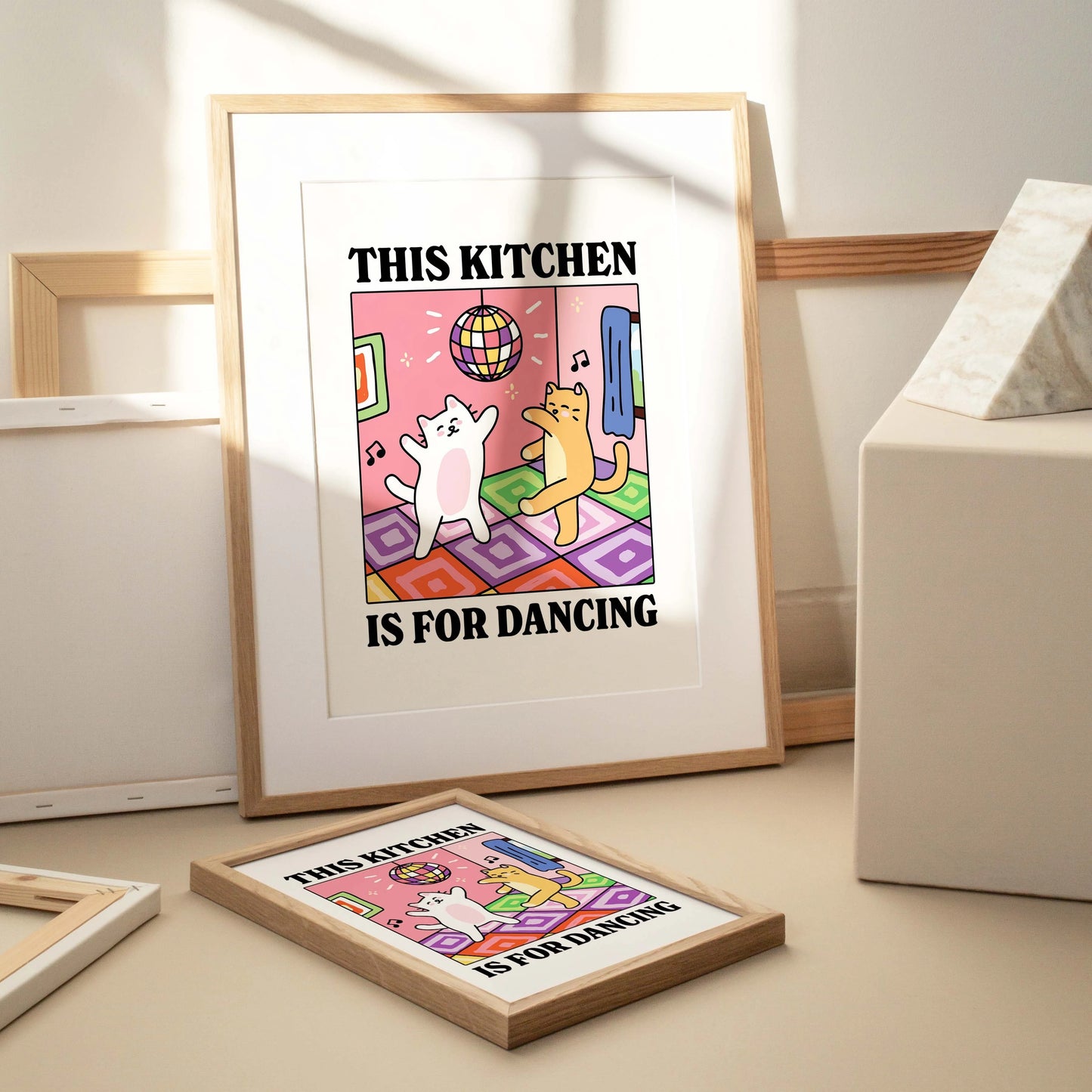 This Kitchen Is For Dancing Cartoon Cat Wall Art Prints Canvas Painting Poster Picture For Living Children Room Home Decor Gift Peaceful Pleasures Health and Wellness