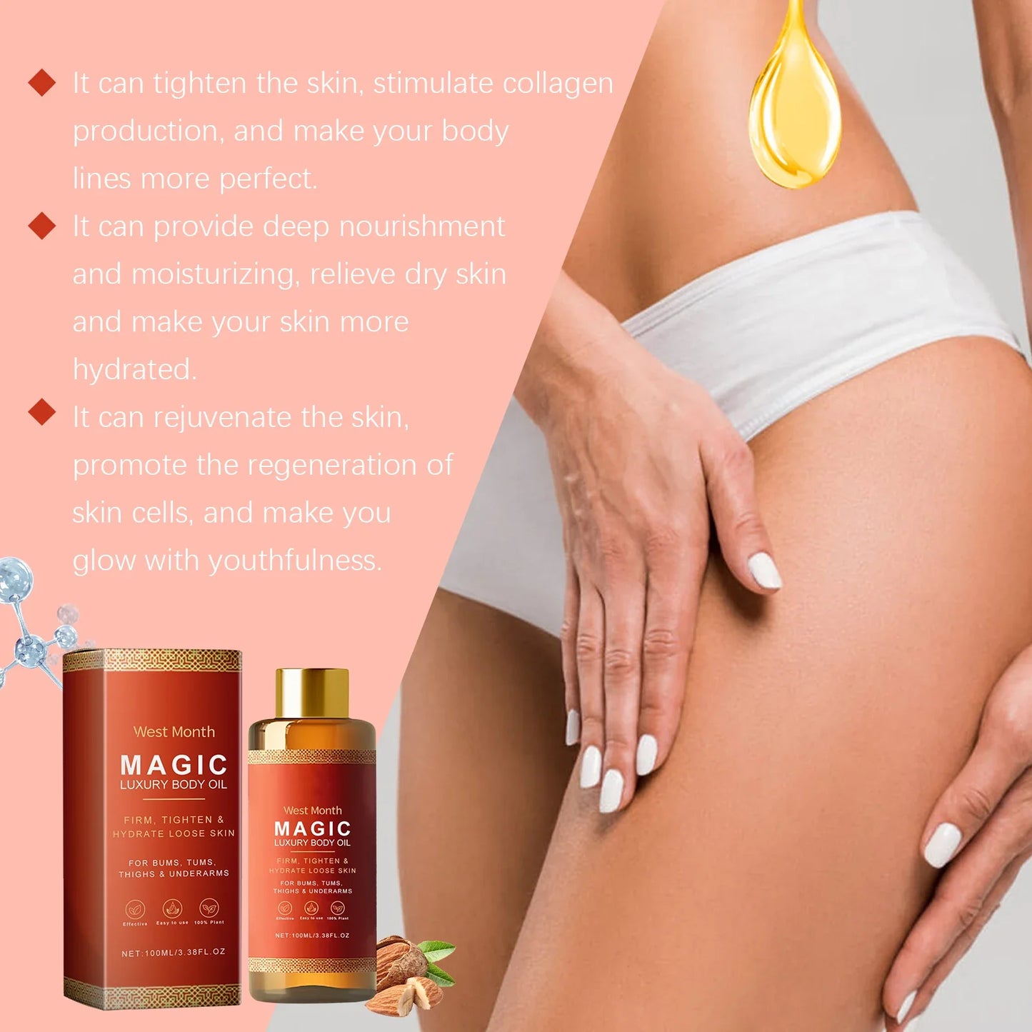 WEST MONTH Firming Body Oil – Tighten, Lift & Moisturize Skin Firming Body Oil Oasis Select