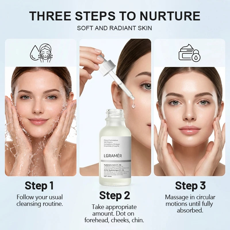 2% Hyaluronic Acid + B5 Serum with Ceramide Multivitamin Moisturizing Essence 30ml Soft Smooth Skin Facial Care Liquid Peaceful Pleasures Health and Wellness