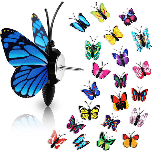 Bview Art Colorful Butterfly Push Pins Cute Cartoon Metal PVC Peaceful Pleasures Health and Wellness 30pcs