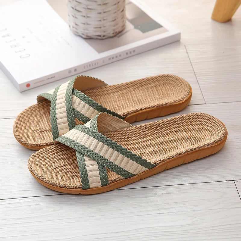 Men's Striped Slip-On Slides | Indoor, Beach & Shower Slippers