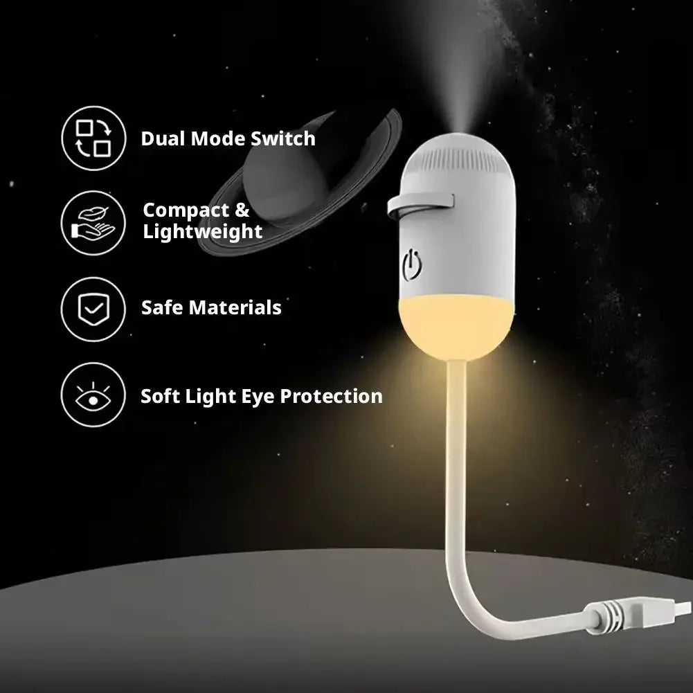 2-in-1 Galaxy Starry Sky Projector Portable 360° Rotate Mini LED Night Light Atmosphere Decor for Bedroom Home Party Peaceful Pleasures Health and Wellness