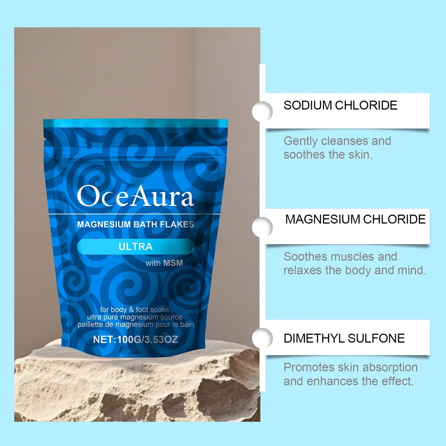 OceAura Magnesium Bath Salt Exfoliator – Hydrating Body Scrub