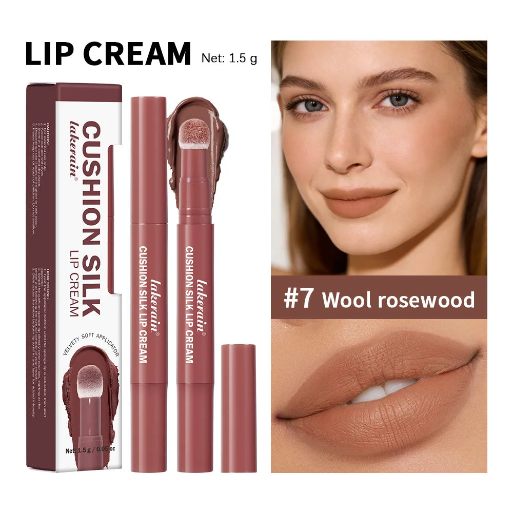 Lip Stain Air Cushion Lip Cream 2 in 1 Lip&Blush Waterproof Matte Lip Glaze Mouth Red Lip Mud Non-fading Non-stick Cup Makeup Peaceful Pleasures Health and Wellness 7Wool Rosewood