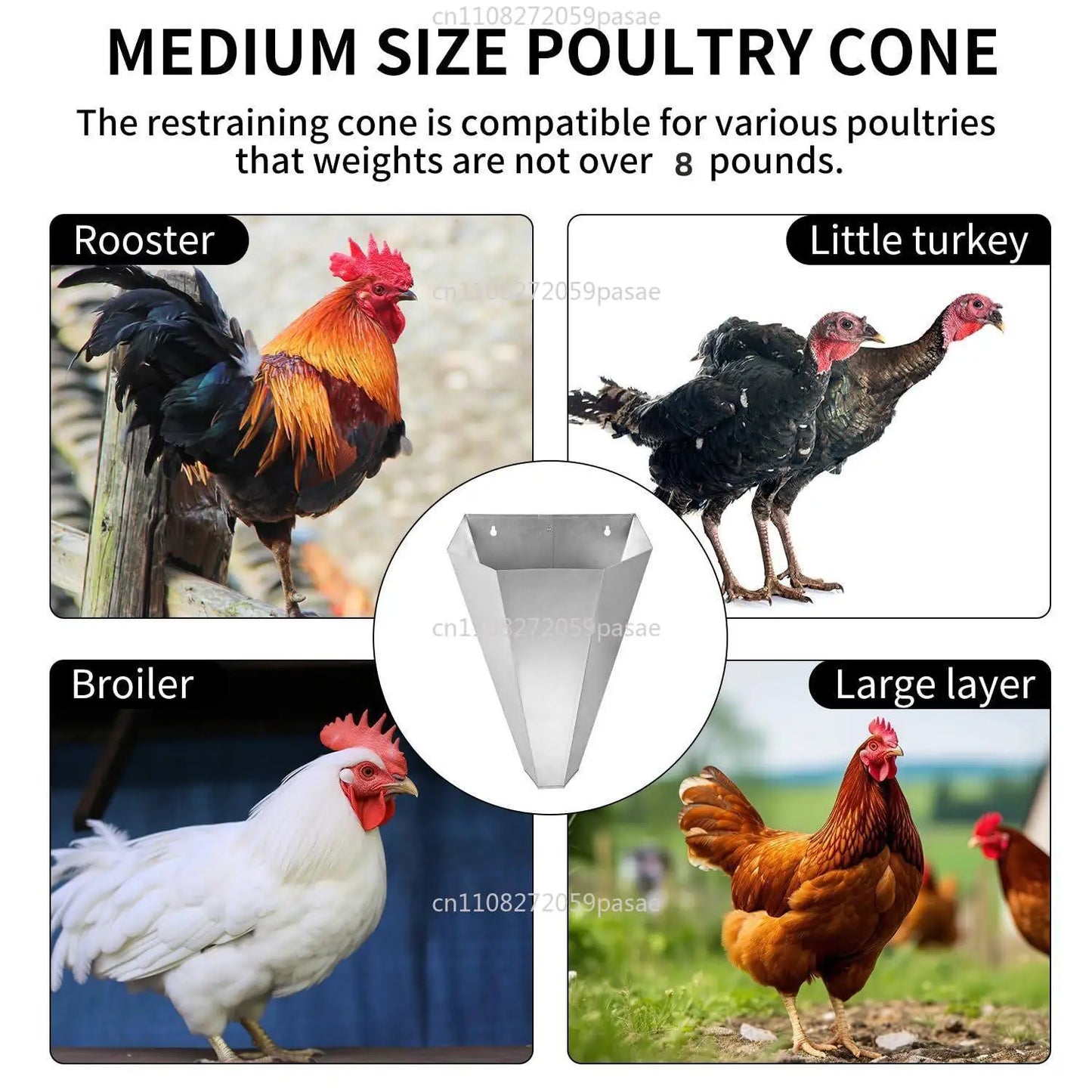 Medium Galvanized Poultry Restraint Cones – Hens & Broilers