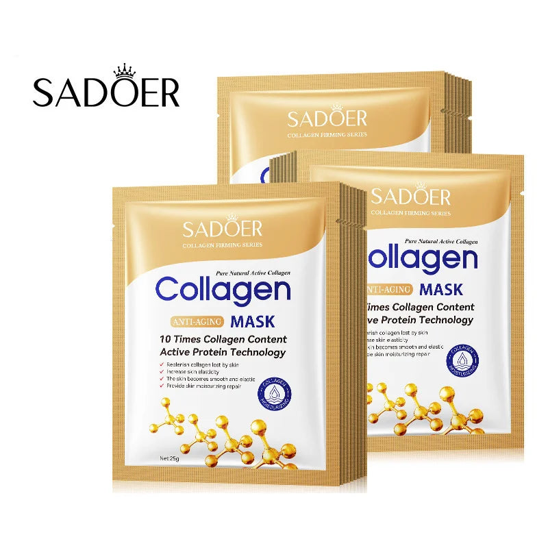SADOER Collagen Sheet Mask – Hydrating & Firming | 5/10 Pcs