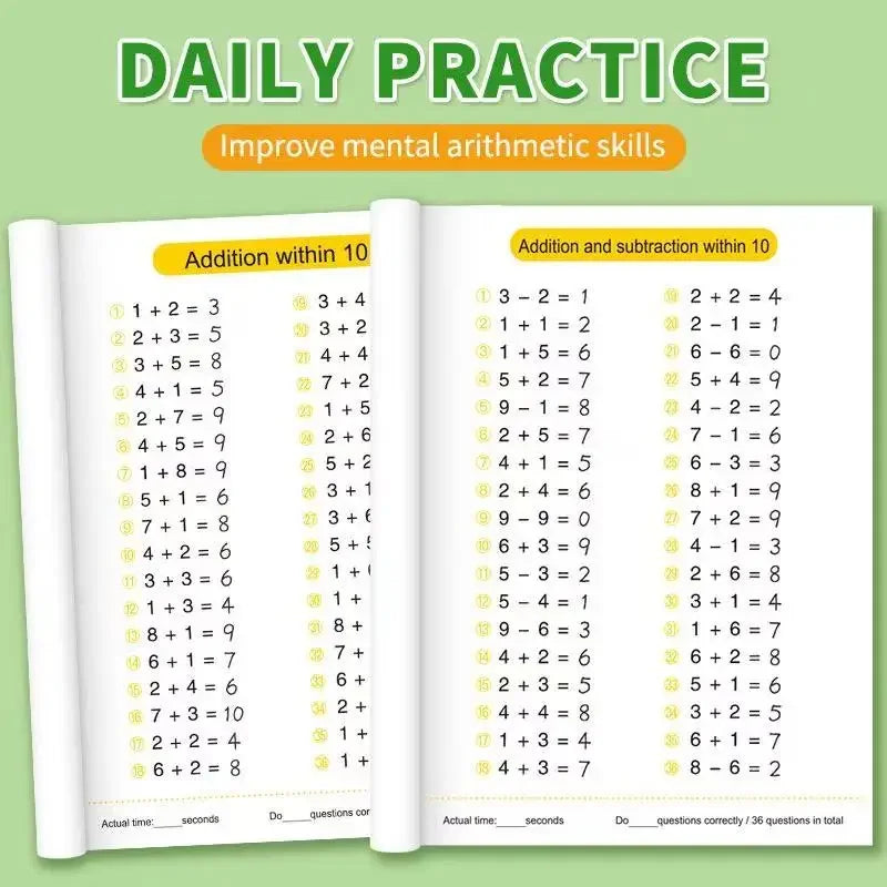 Addition Subtraction Arithmetic Exercise Book Quick Calculation Math