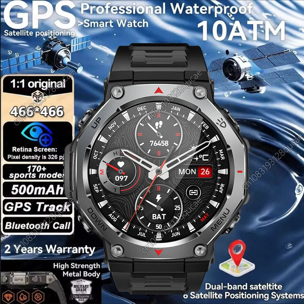 Ola Esporte Military GPS Smartwatch | AMOLED, 170 Sports, BT Call