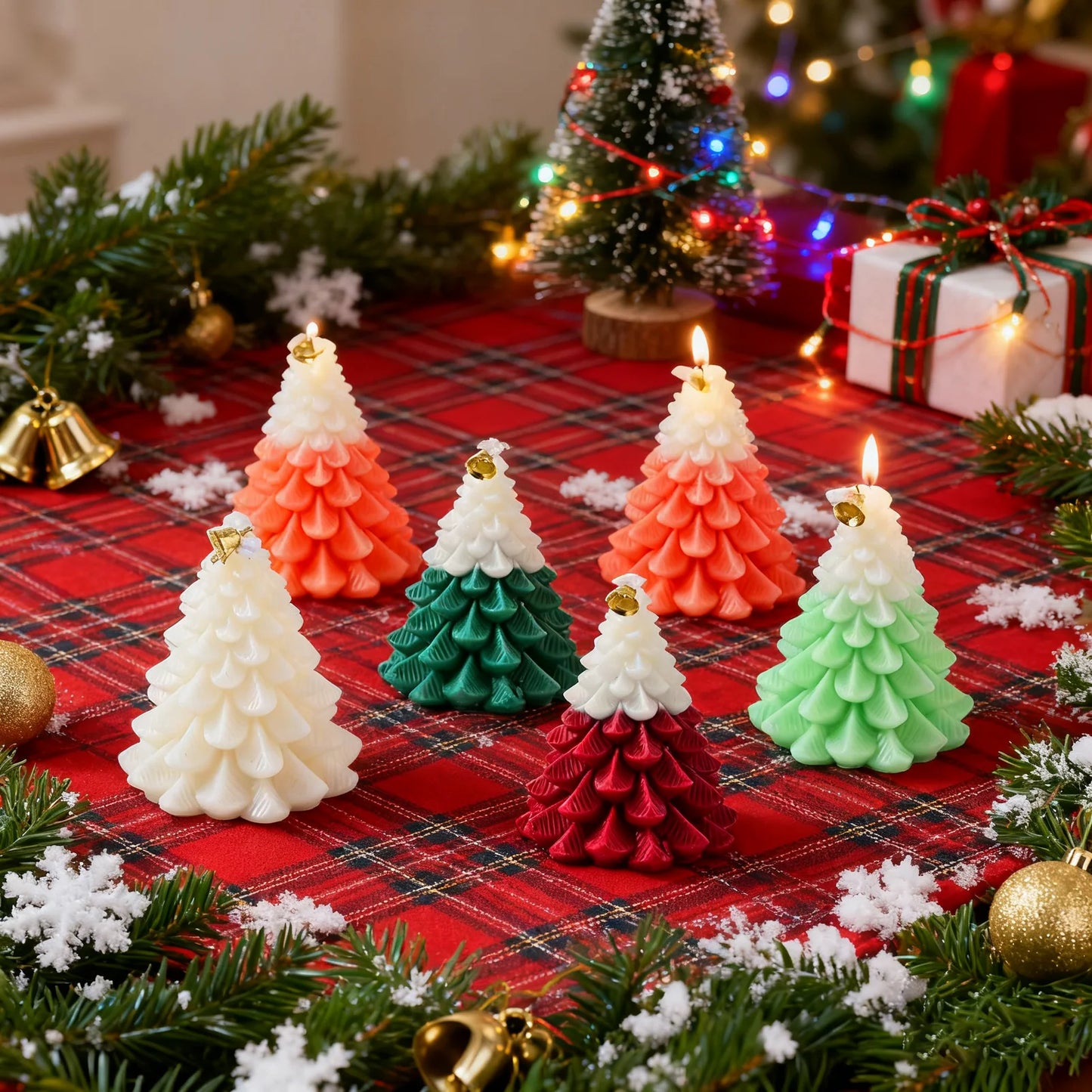 Christmas Tree Soy Wax Candle | Handmade Aromatherapy Holiday Gift Decorative Soy Candle Peaceful Pleasures Health and Wellness