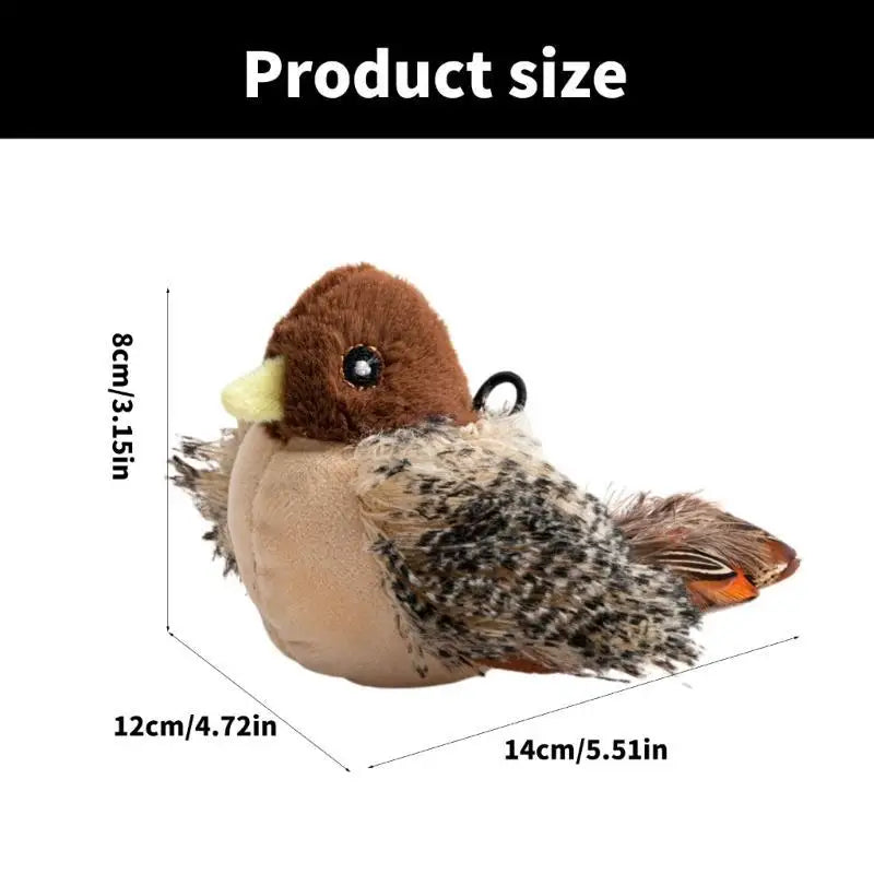 Plush Sparrow Cat Toy with Realistic Bird Calls & Vibration