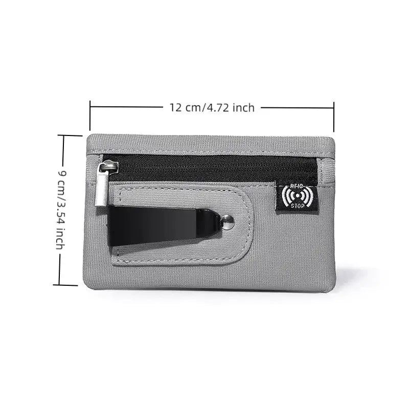 RFID Slim Nylon Wallet with Zipper & Carabiner Clip