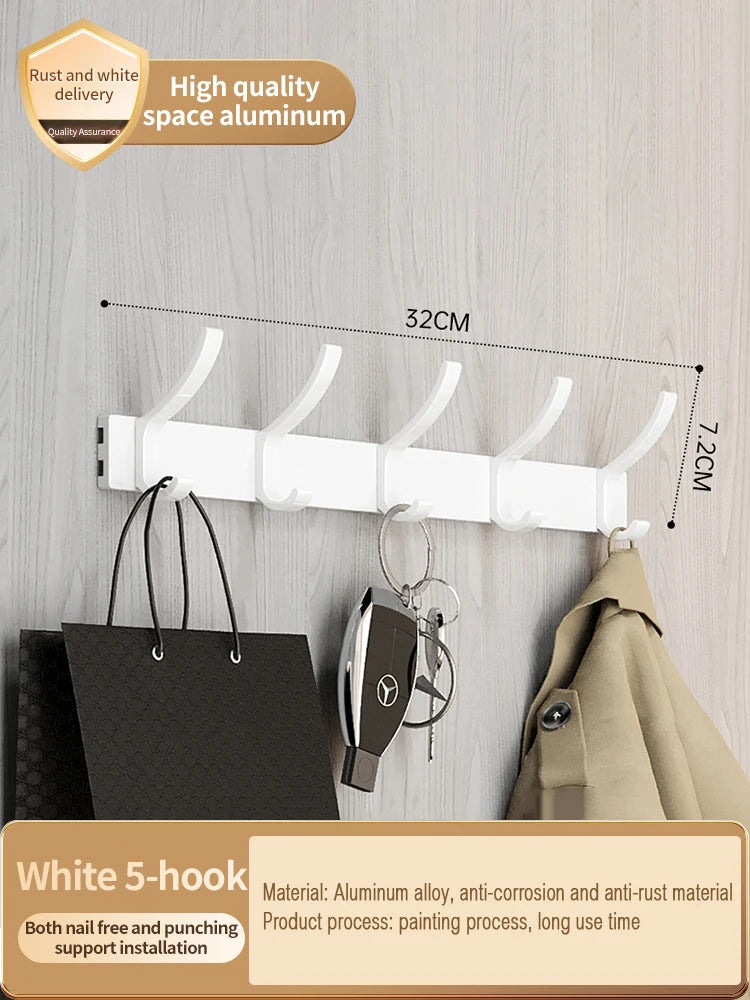 YUNJIEYA 6-Hook Aluminum Wall Hook | Robe & Door Hanger