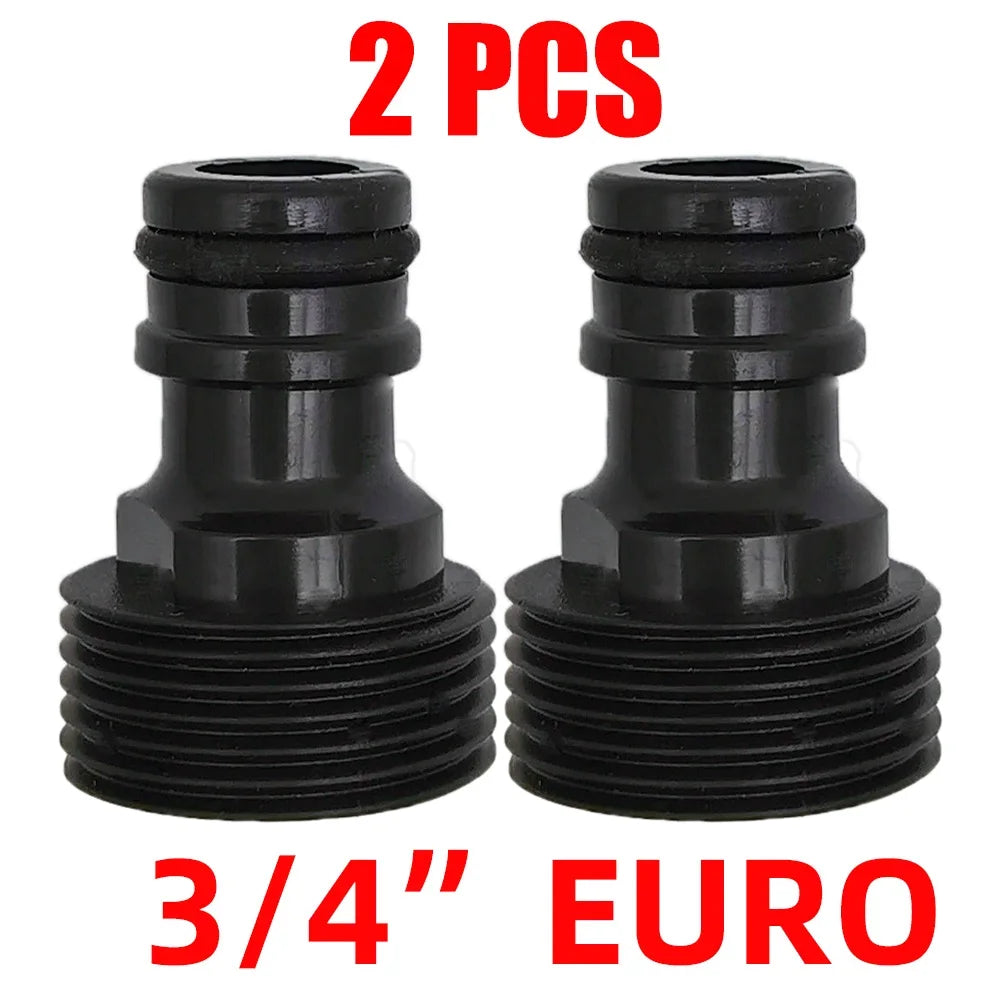 EURO USA 3/4 Inch Male Threaded Quick Connector Drip Irrigation Watering System Joint Nipple Tap Hose Adapter for Garden Tubing Peaceful Pleasures Health and Wellness C-2PCS-EURO