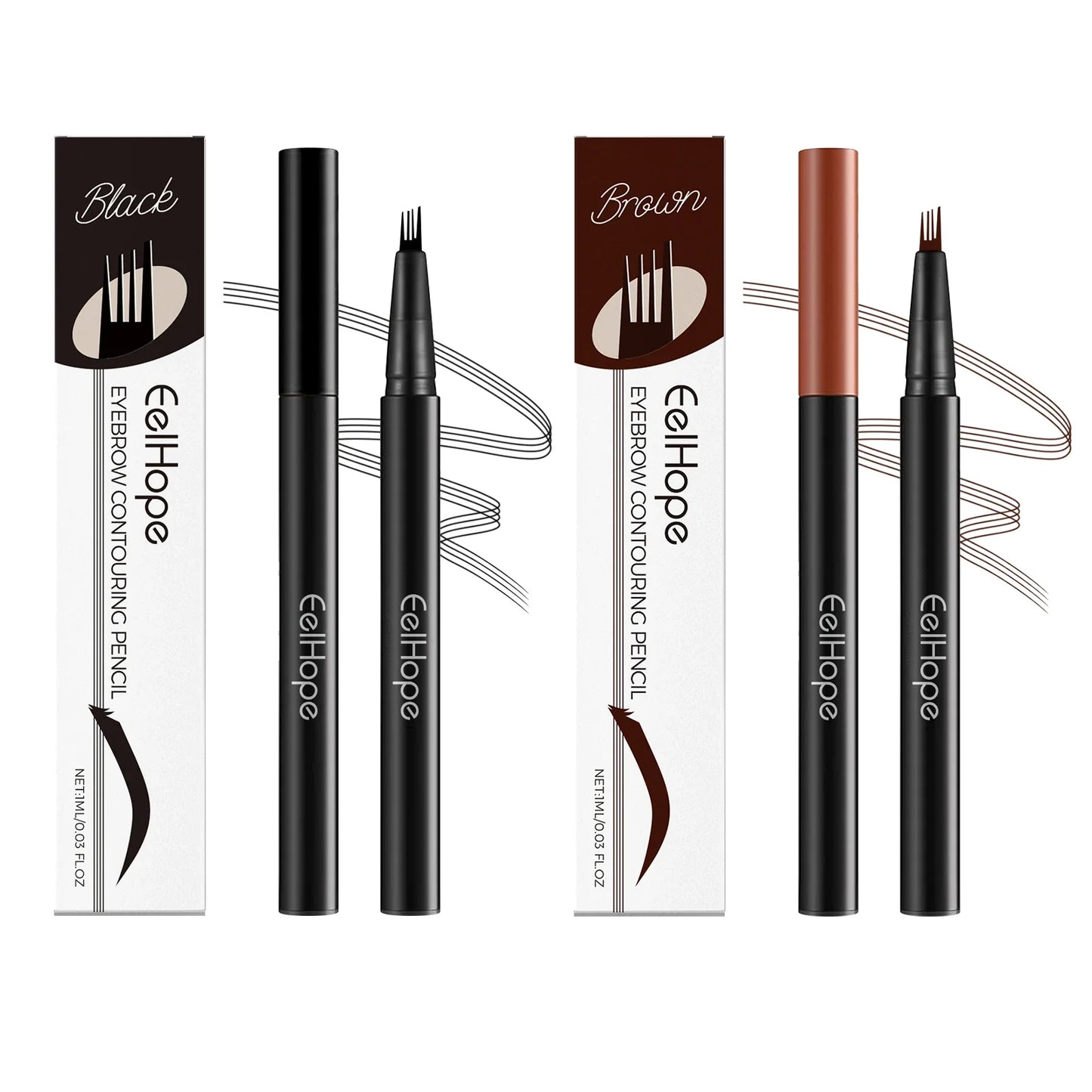 Eelhope 4-Pronged Eyebrow Pencil – Waterproof 3D Natural Look