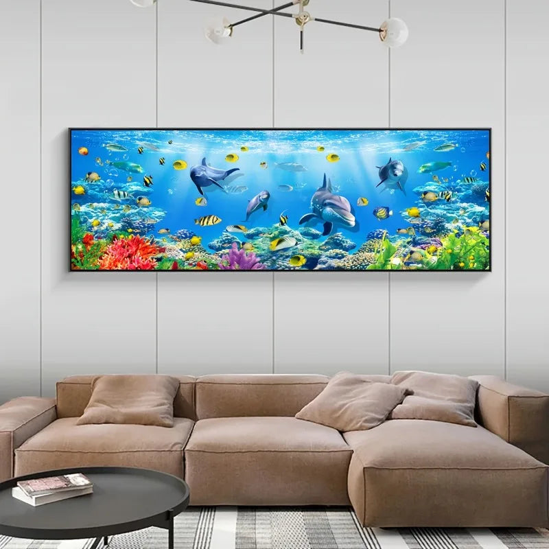 1pc Unframed Canvas Poster, Ocean Adventure Dolphin Tropical Fish, Canvas Wall Art, Artwork Wall Painting Wall Decor, Home Decor Peaceful Pleasures Health and Wellness
